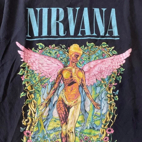 NIRVANA Black Tee with Angelic Graphic - Picture 3 of 3
